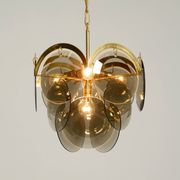 60s large brass ceiling chandelier with large round glass plates