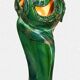 ‘Head’ sculpture lamp, glazed ceramic, vintage, Poland, 20th century