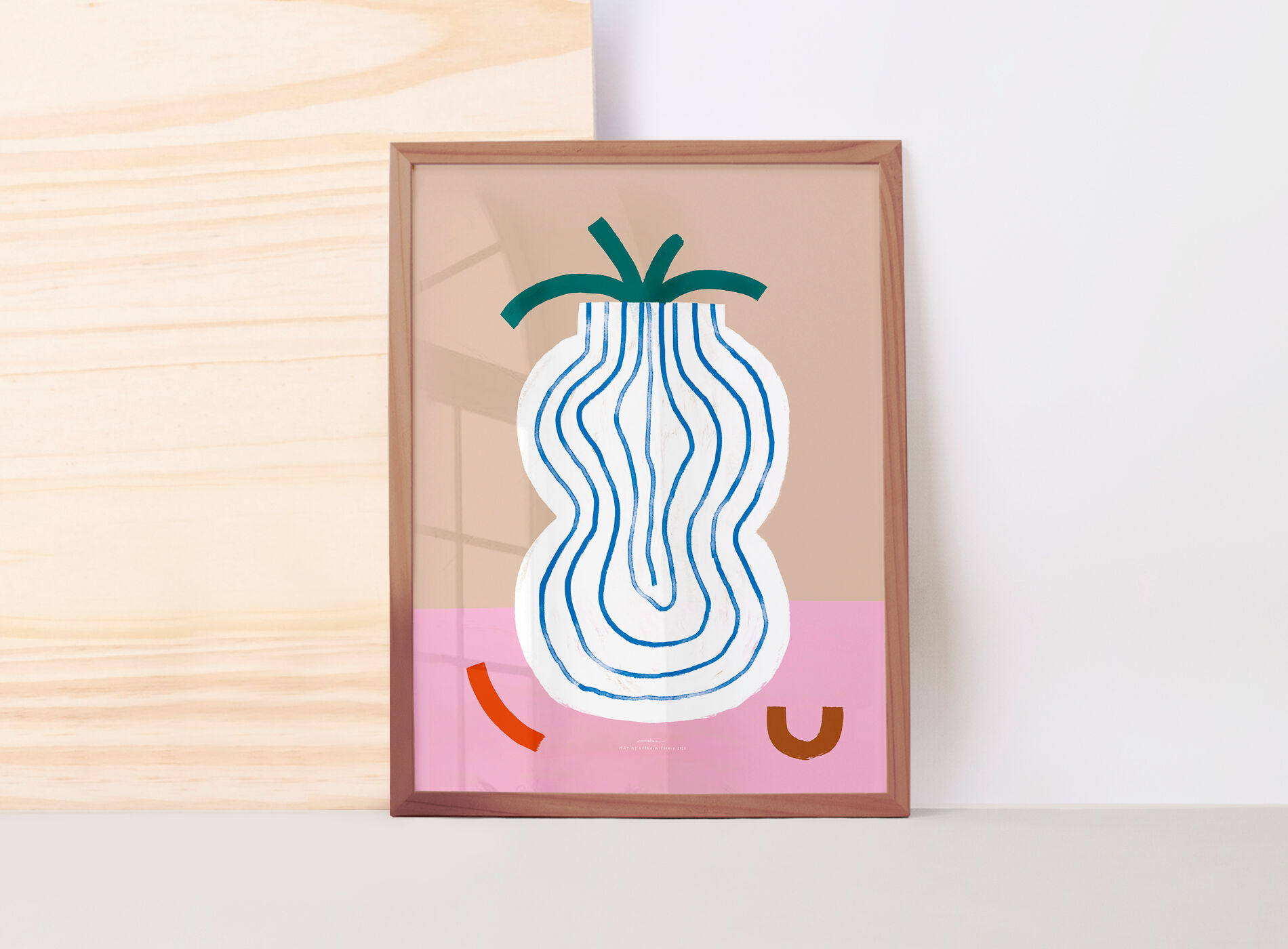 Wall poster vase blue lines 30cm*40cm