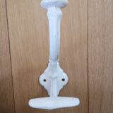 Ancienne patère porte-manteau vintage porcelaine blanche  doublecrochets