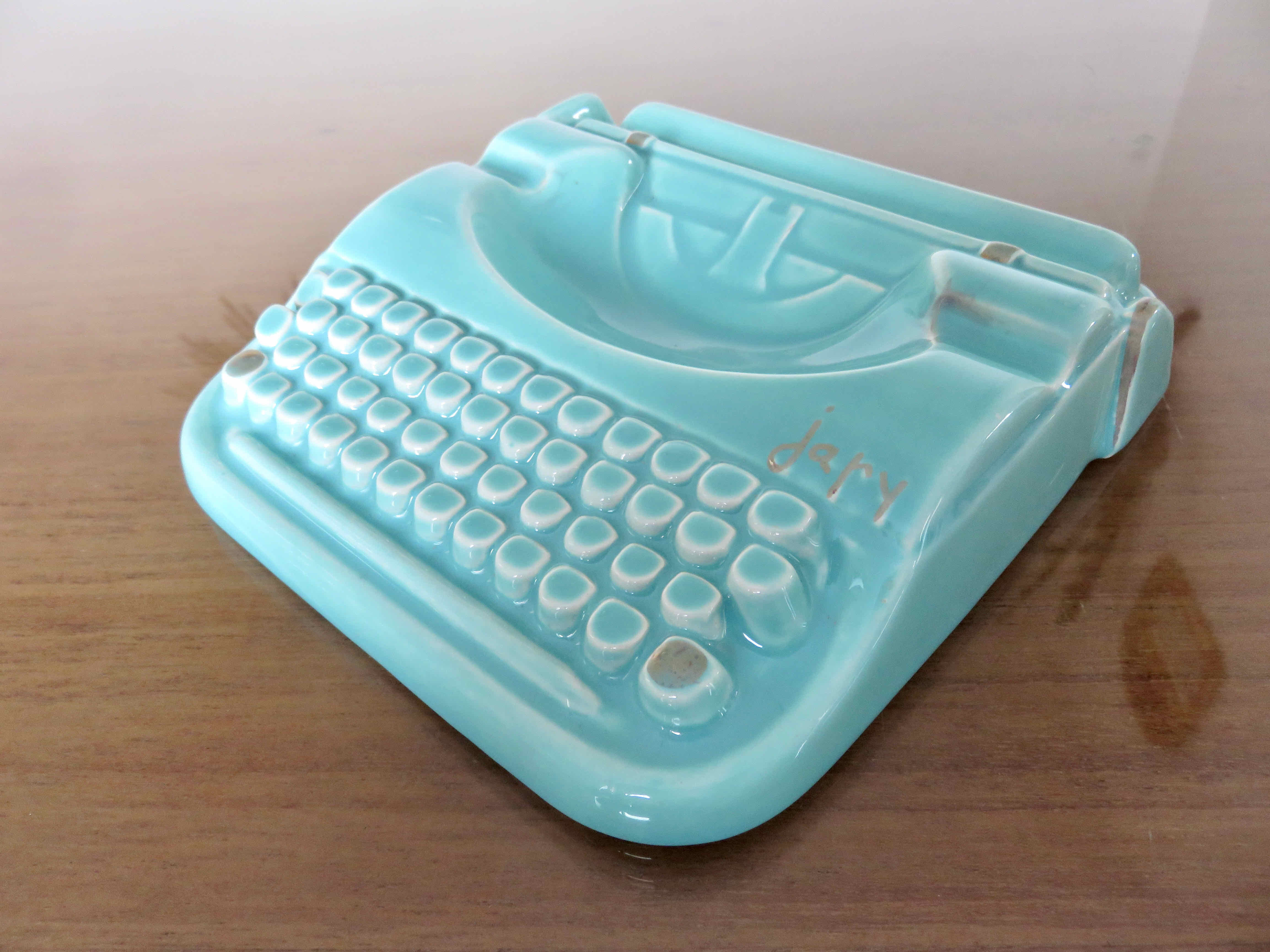 Ashtray japy machinę to write ceramic 50s 60s