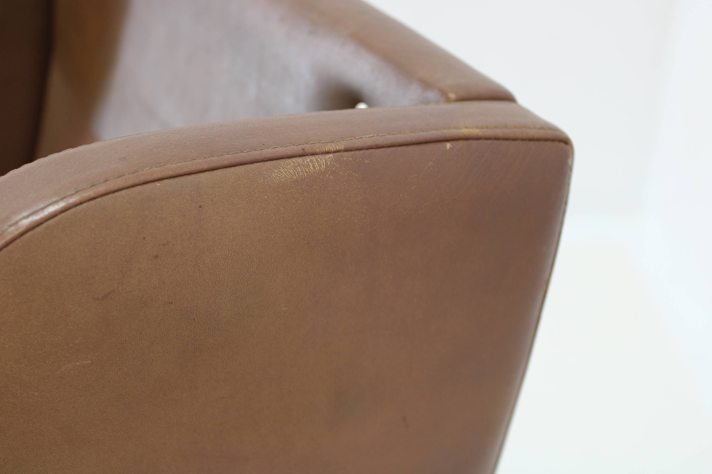 1970s Pair of Brown Leather Armchairs, Denmark