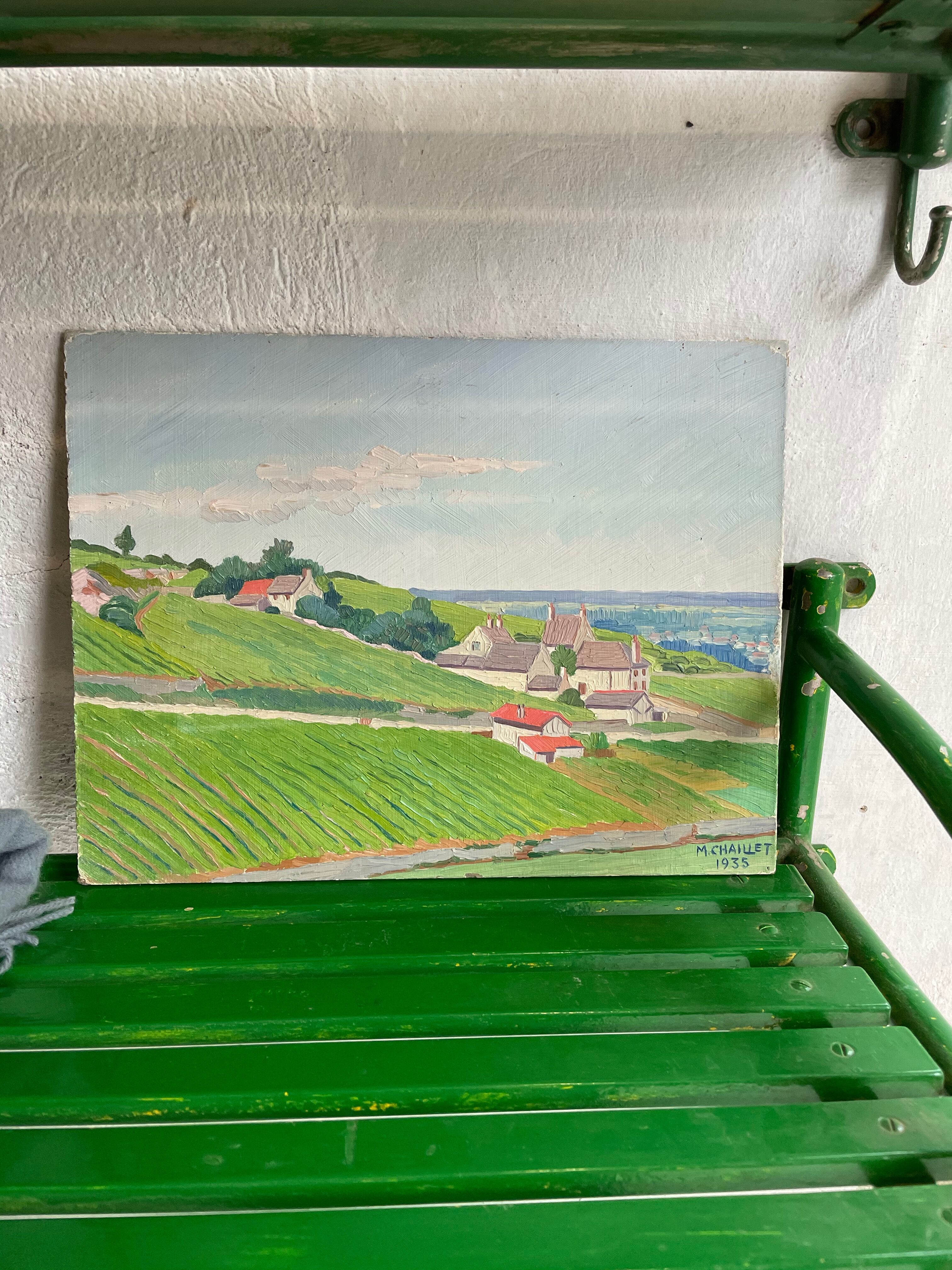 Painting oil landscape countryside 1935
