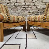 Pair of seats and a vintage ottoman 1970