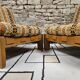 Pair of seats and a vintage ottoman 1970
