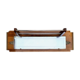 Art Deco wooden hat rack wall shelf with mirror