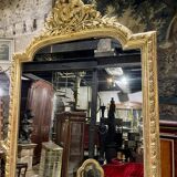 Miroir De Cheminée En Bois Doré « aux Colombes » D’époque Napoléon III , XIX ème 2m46 X 1m24