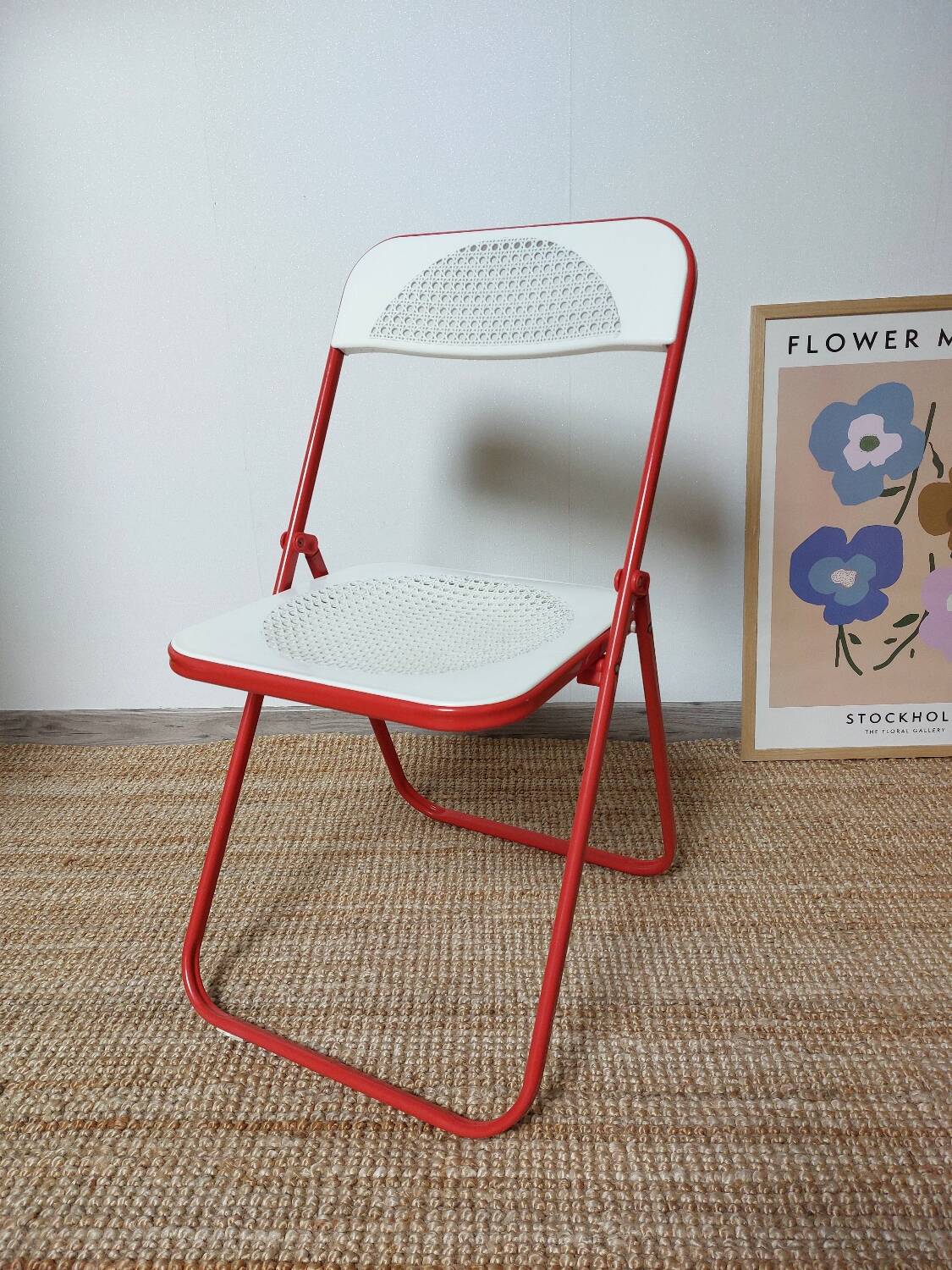 Chaise pliante vintage design italie cannage