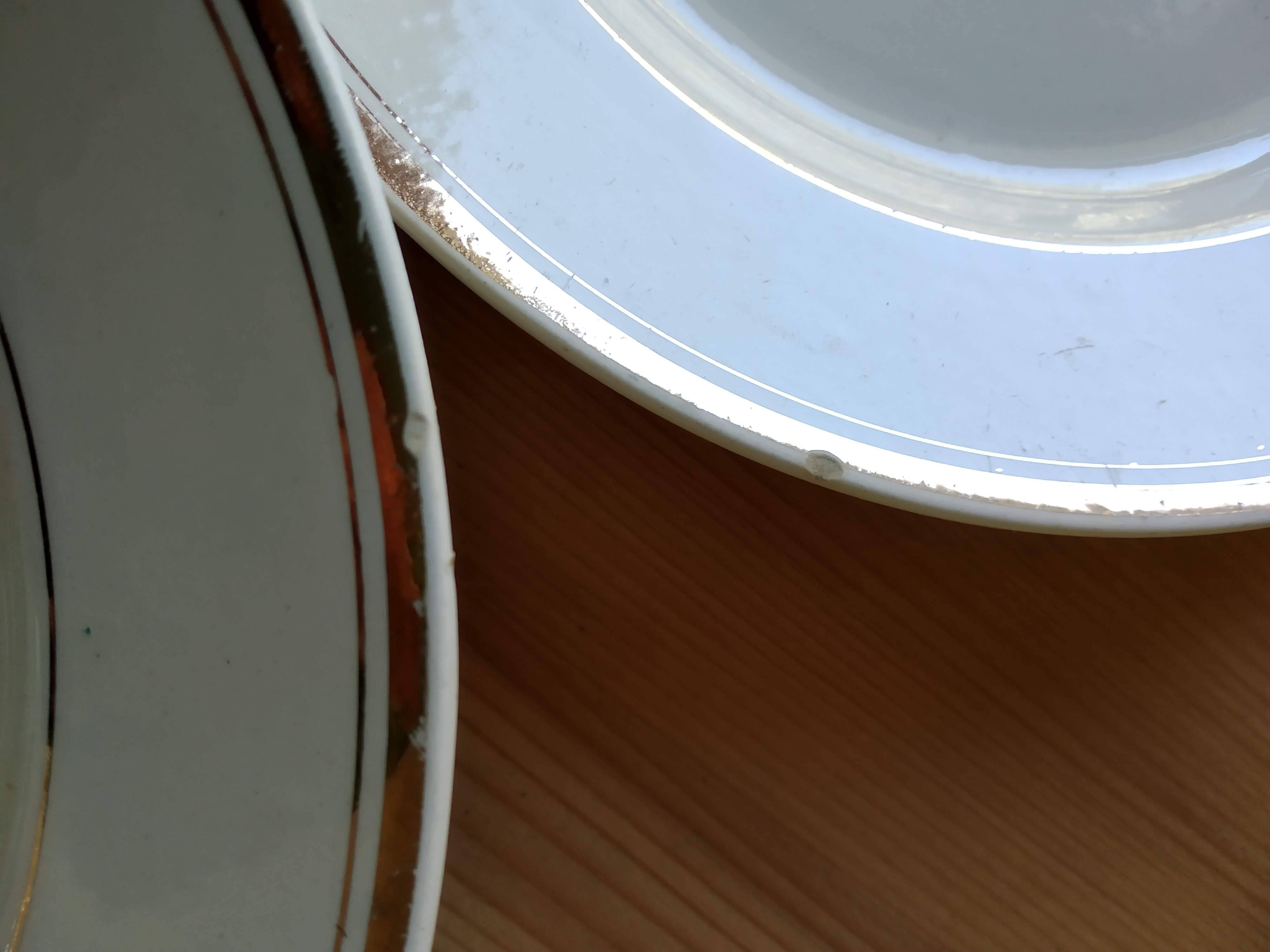 6 Vintage Moulin des Loups Gold-Edged Dinner Plates