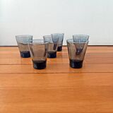 Set of 6 small antique grey blown glass aperitif glasses.