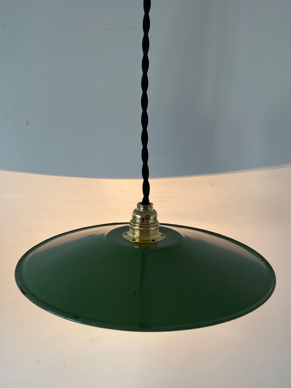 Old enameled metal lampshade