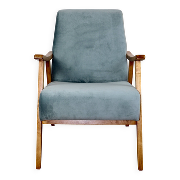 Fauteuil vintage loft années 70 bleu clair