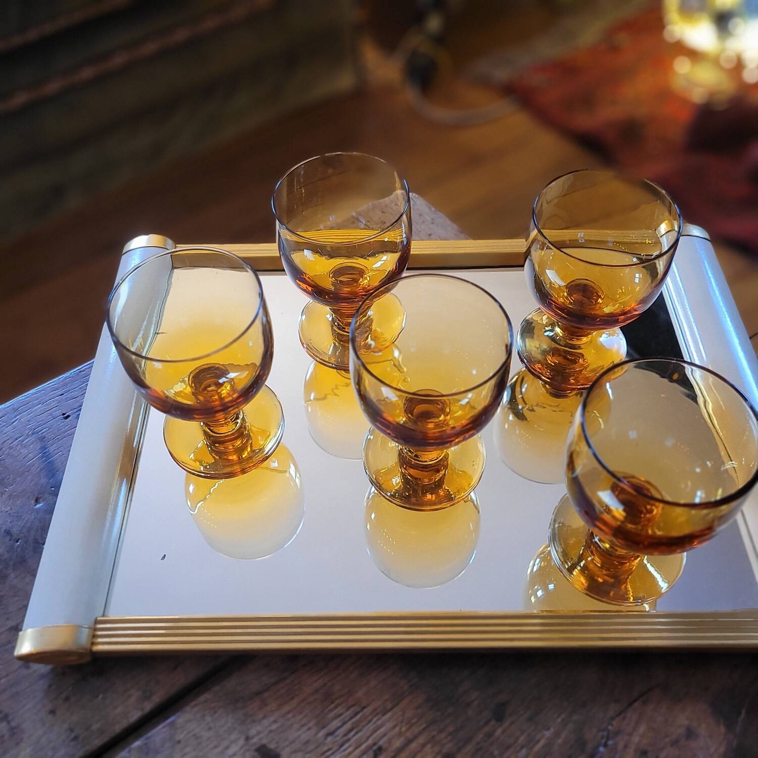 Amber glasses, balloon shape 70's