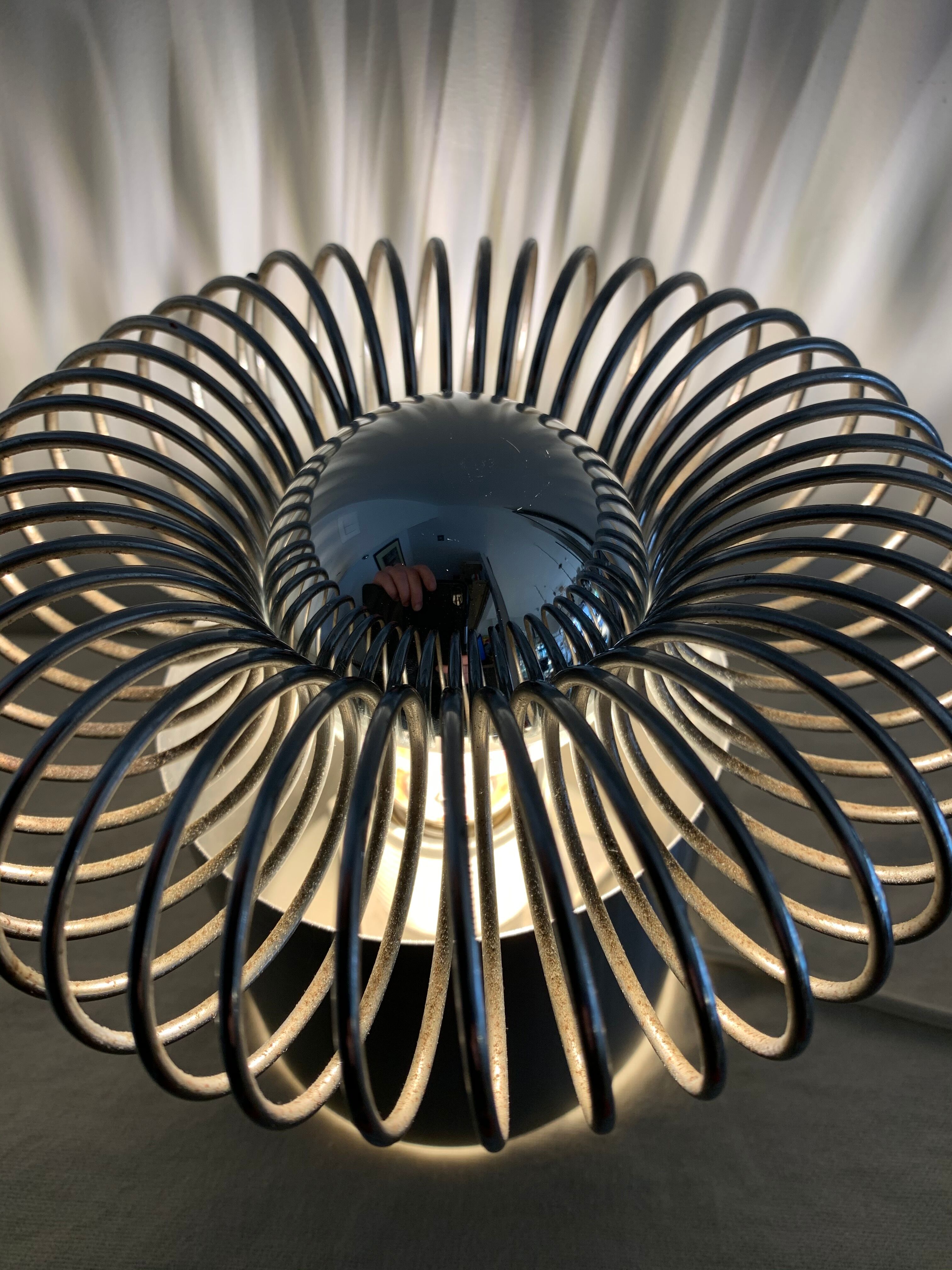 Spring Andrea Lazzari grey stainless spring lamp for Morosini 1970