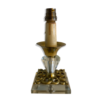 Brass lamp foot and glass