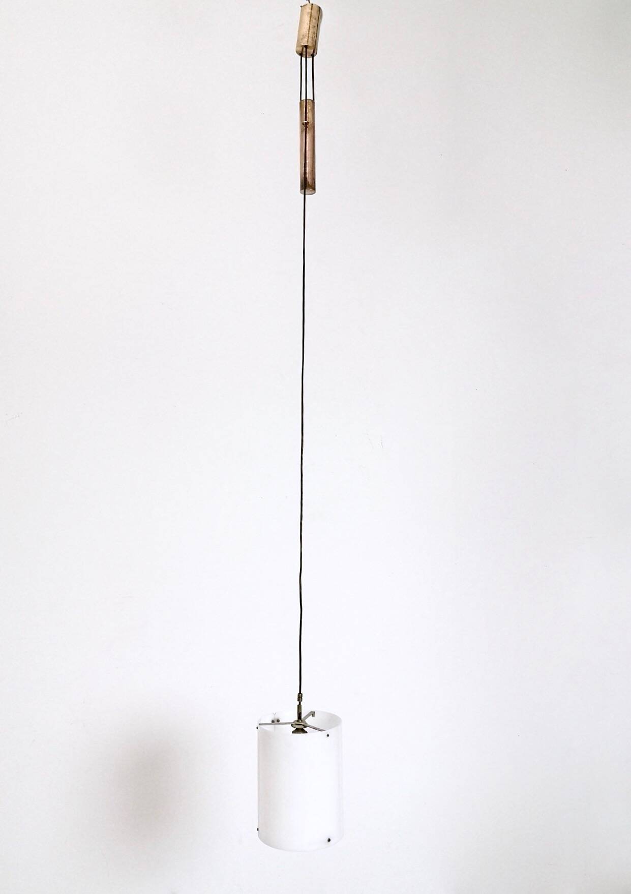 Adjustable Cylinder Pendant Mod. 437 by Tito Agnoli Produced by O-Luce, Ita