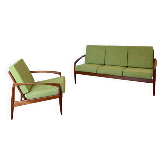 Vintage "Paper Knife" bench and armchair set by Kai Kristiansen