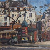 Painting of Paris by Marcel Parturier, A kiosk in Montparnasse, 20th century