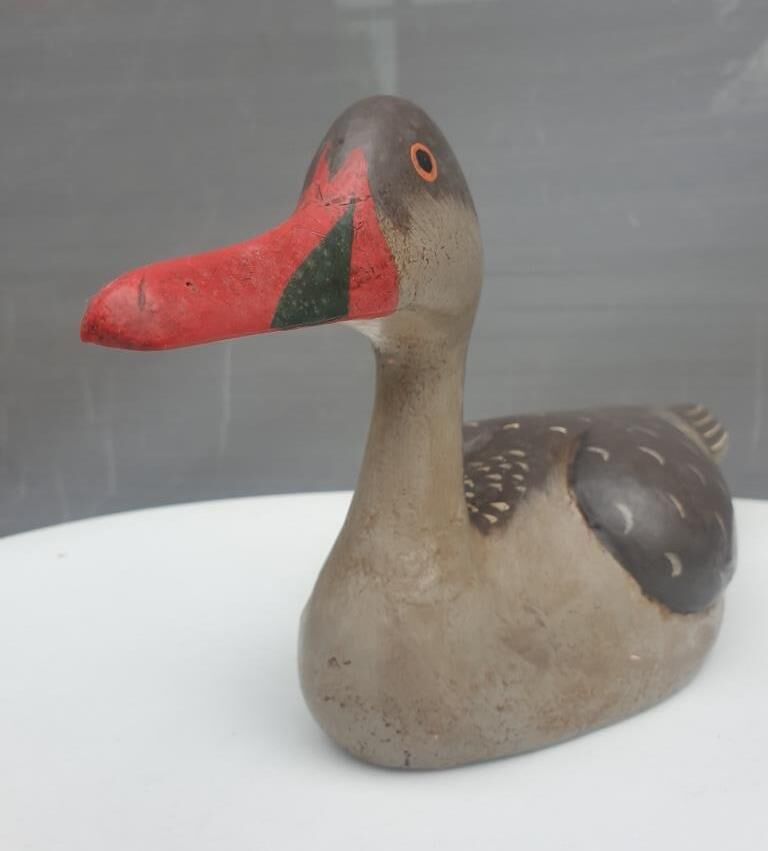 Canard à bec rouge bois peint