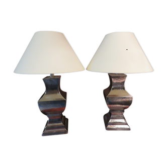Paire de lampes en aluminium martelé
