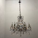Lustre bronze cristal rose années 1950