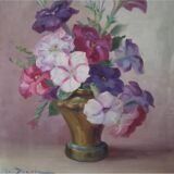 Reyne Marin DE PYERNE (20th century) Still life with bouquet of flowers oil on panel