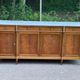 Louis XVI sideboard in solid mahogany with a white marble top, 222cm, 1950.