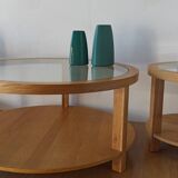 Round Tables with Glass Tops, Set of 3.