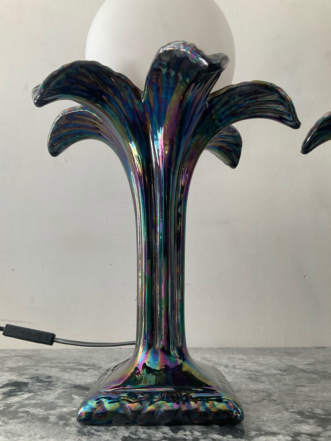 Pair of palm tree lamps in Italian ceramic from the 1970s.