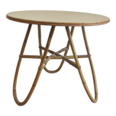 Circular coffee table in rattan years 60