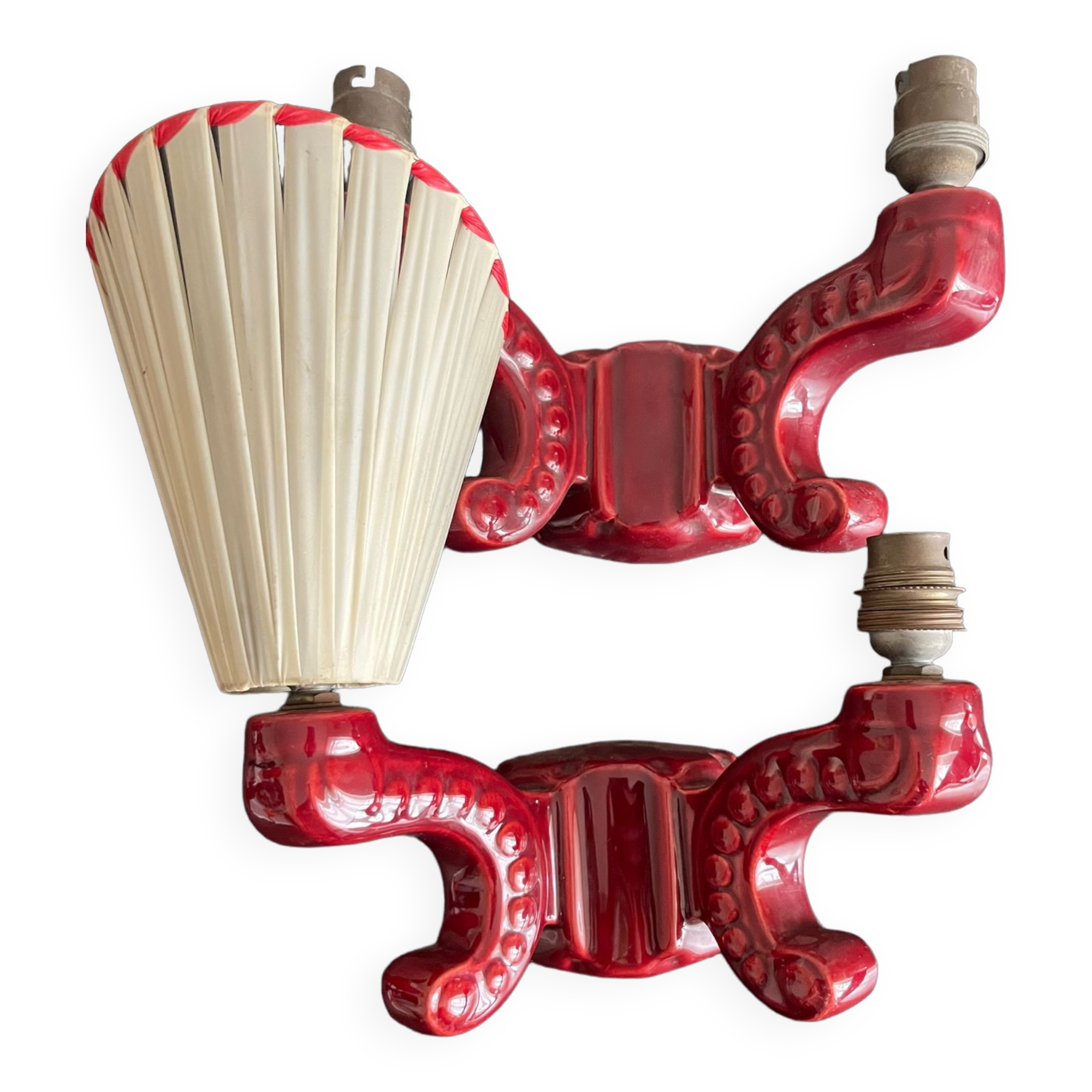 Pair of 1950 ceramic wall lamps