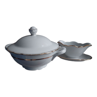 Tureen and its porcelain sauce pot