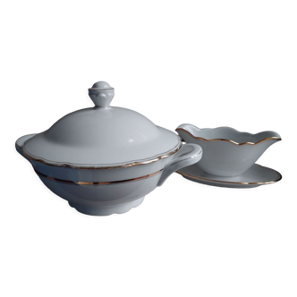 Soupière et sa saucière porcelaine