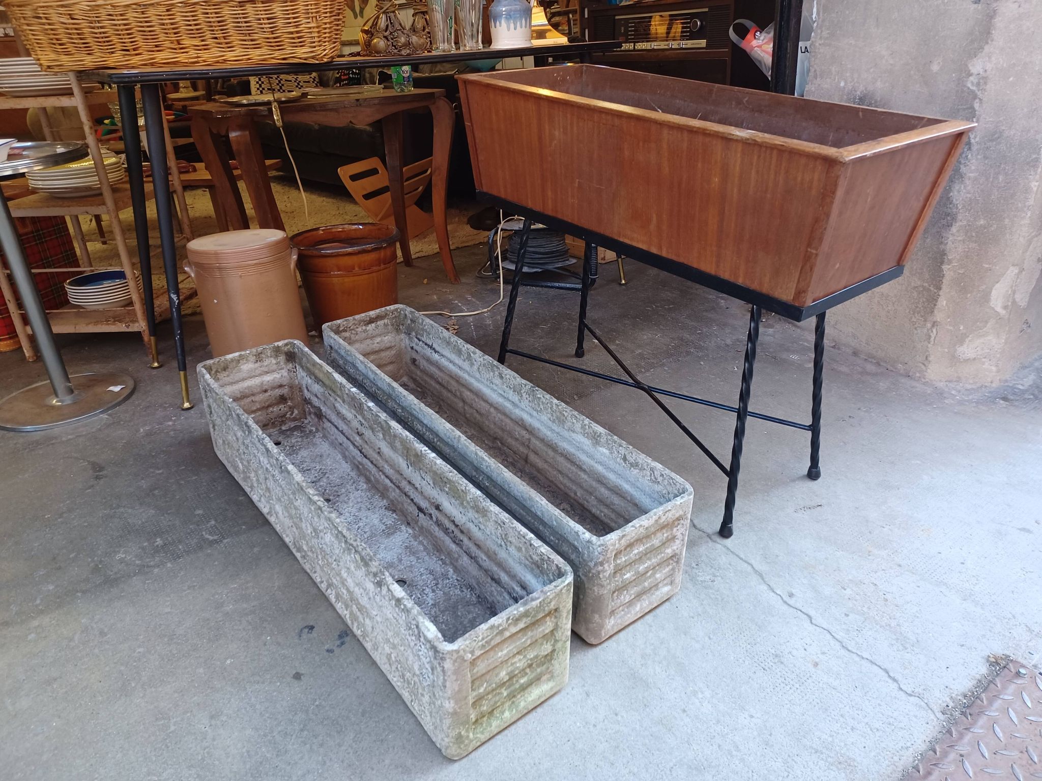 Pair of planters, eternit fiber cement concrete, 50's