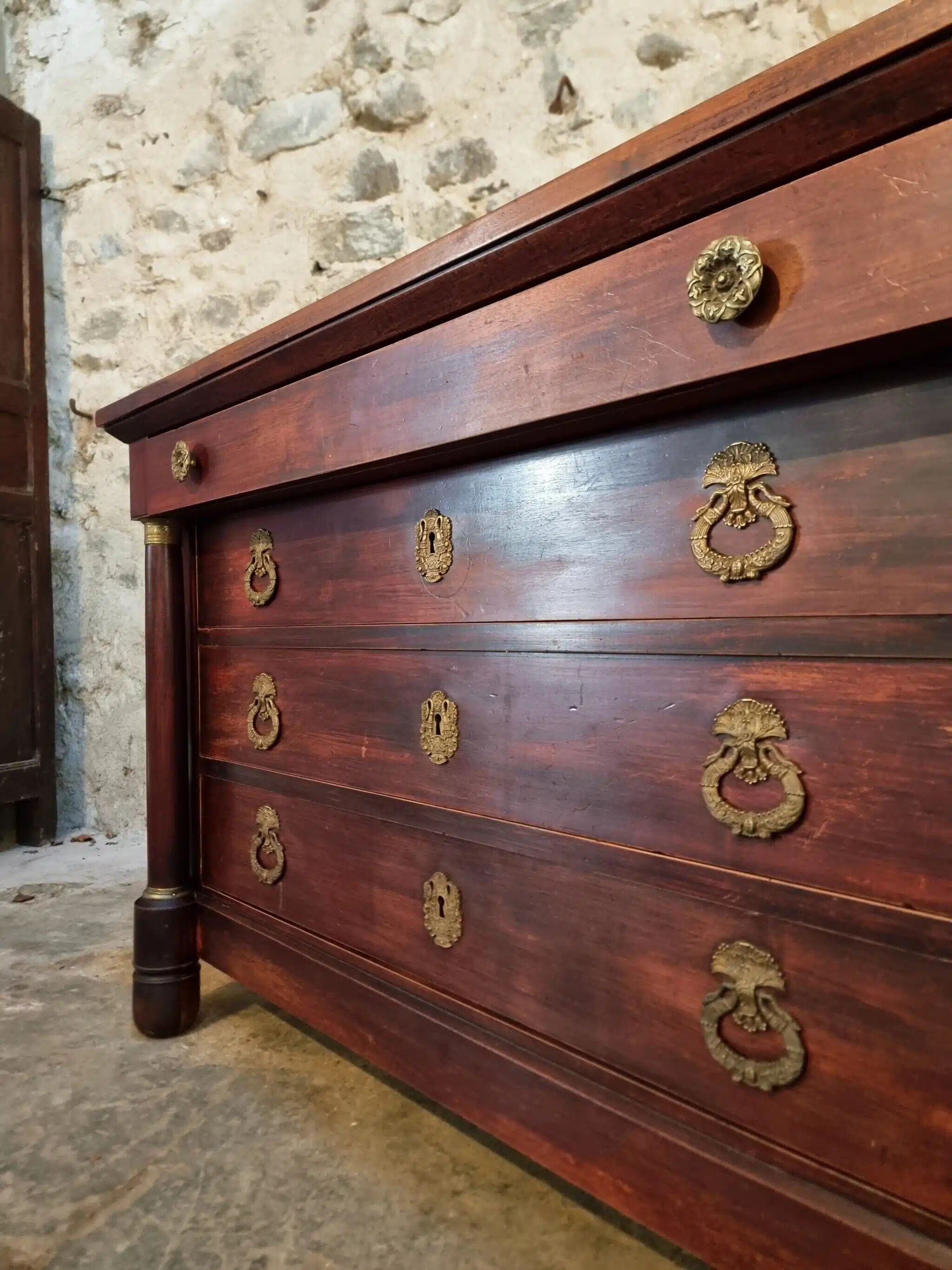 Commode Empire française ancienne en acajou
