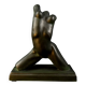 Modern sculpture of a nude woman in green ceramic, signed Carlos Nazareth