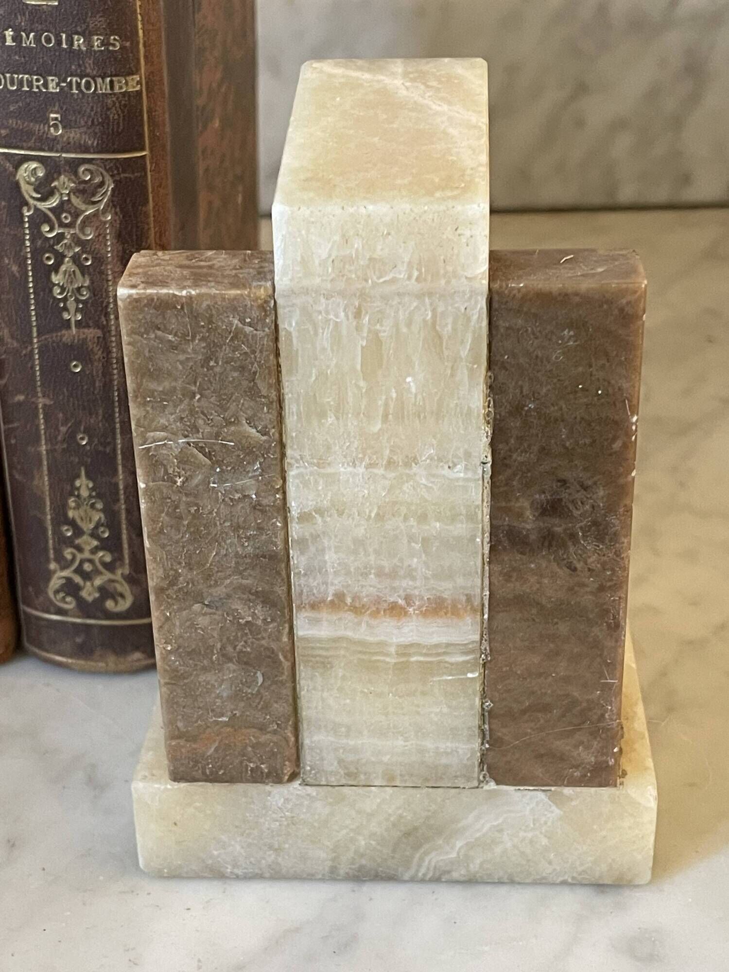 Pair of marble and onyx bookends