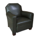 Fauteuil club art déco en skaï et bois