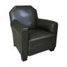 Art deco club armchair in skaï and wood