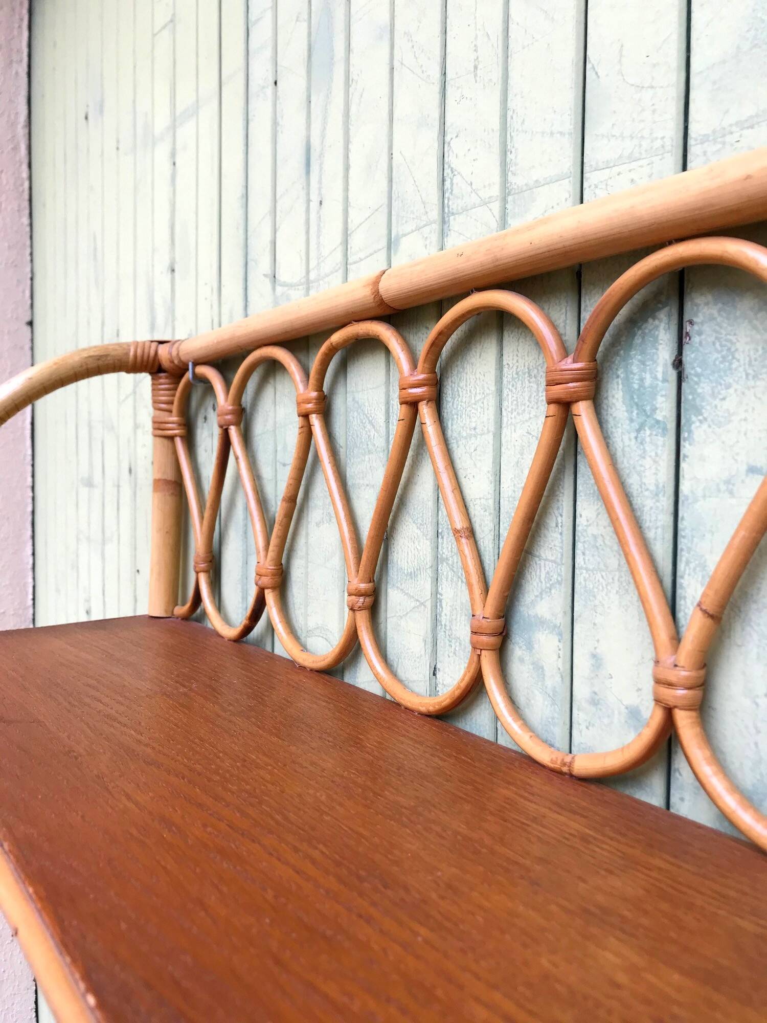 Vintage rattan shelf from the 60s