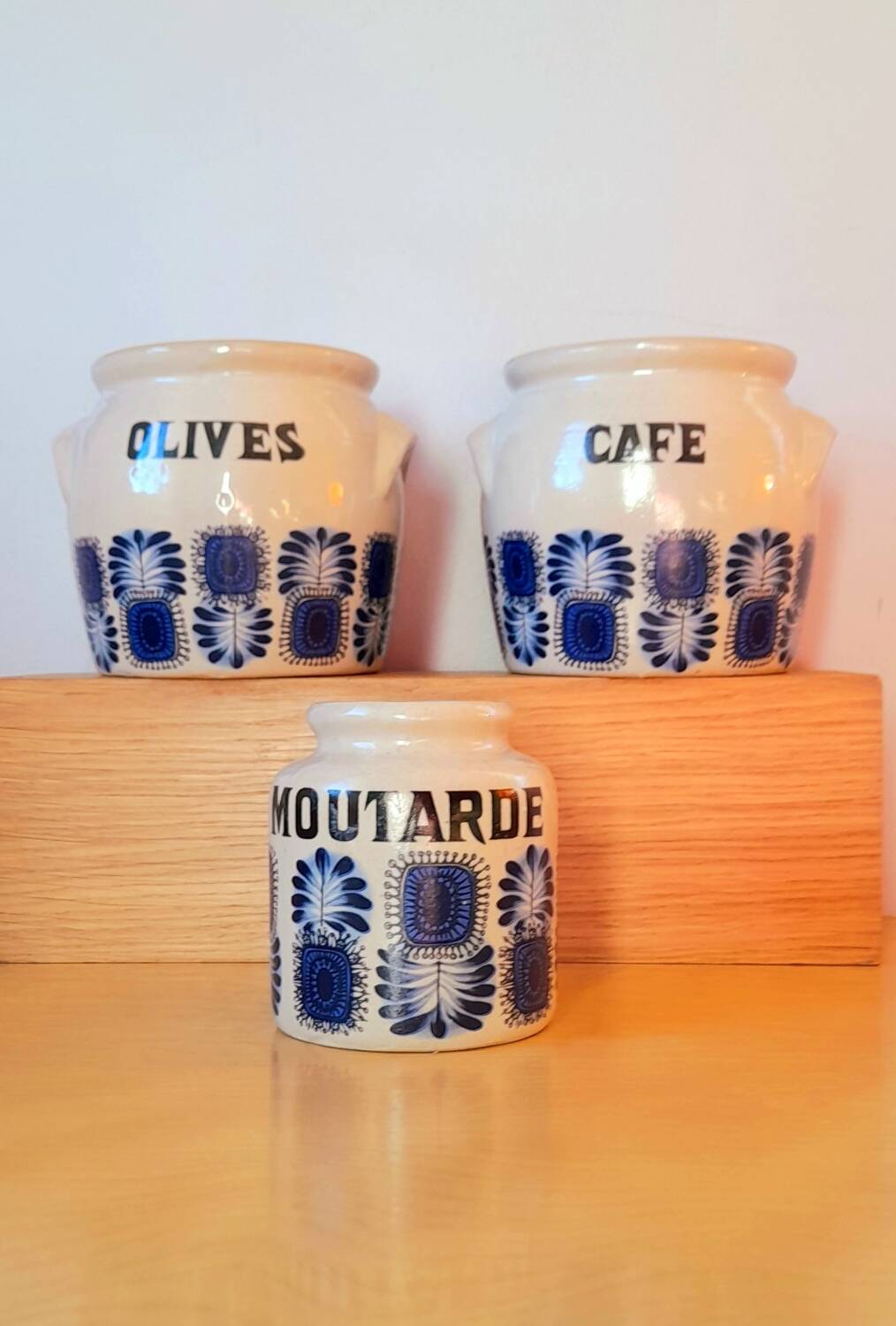 Set of 70s stoneware condiment pots