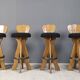 Set of 4 vintage brutalist bar stools, 1960s