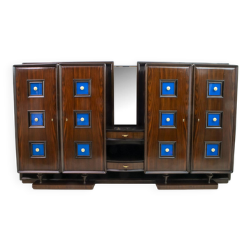 Guglielmo Ulrich Rare meuble bar en noyer italien moderne du milieu du siècle, années 1940