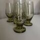 Set of 7 modernist lime green stemmed glasses 1950