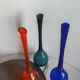 Set of 3 Scandinavian and Polish glass bottle vases from the 1970s.