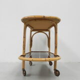 Bamboo serving trolley on castors