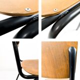 Chaise d’école vintage en bois et métal – style industriel, années 60