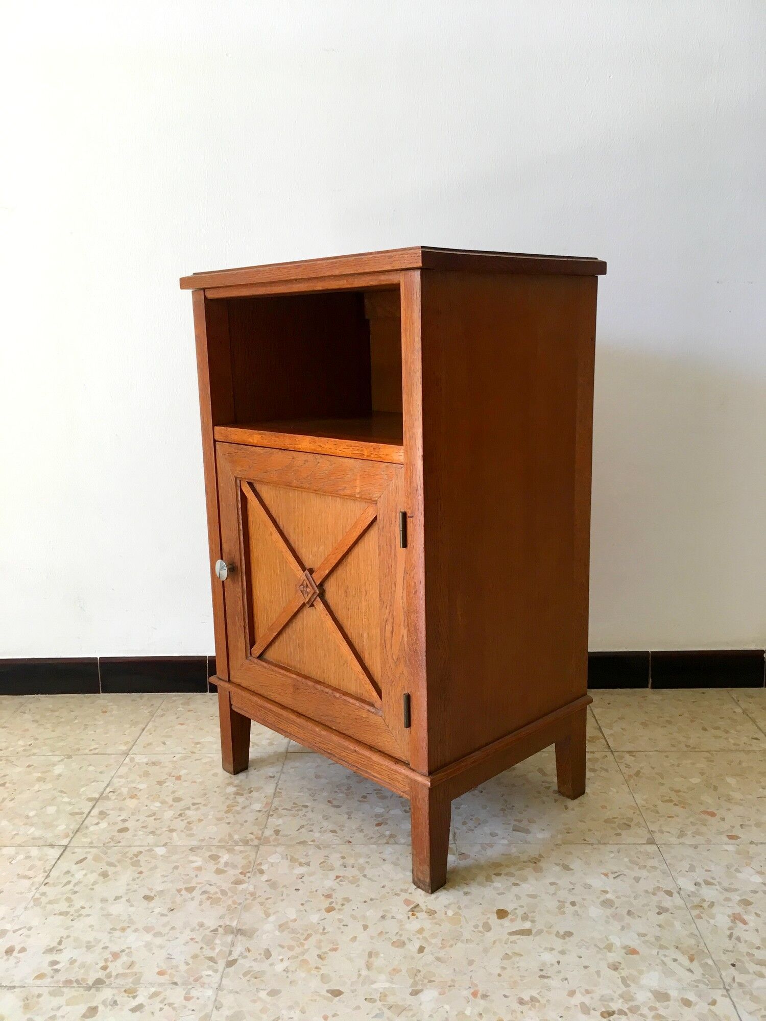 Vintage 50s oak bedside