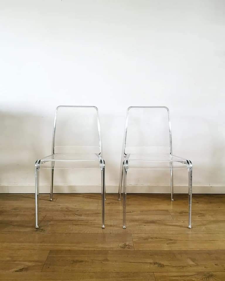 Pair of transparent plexiglass chairs "Armet Italy"