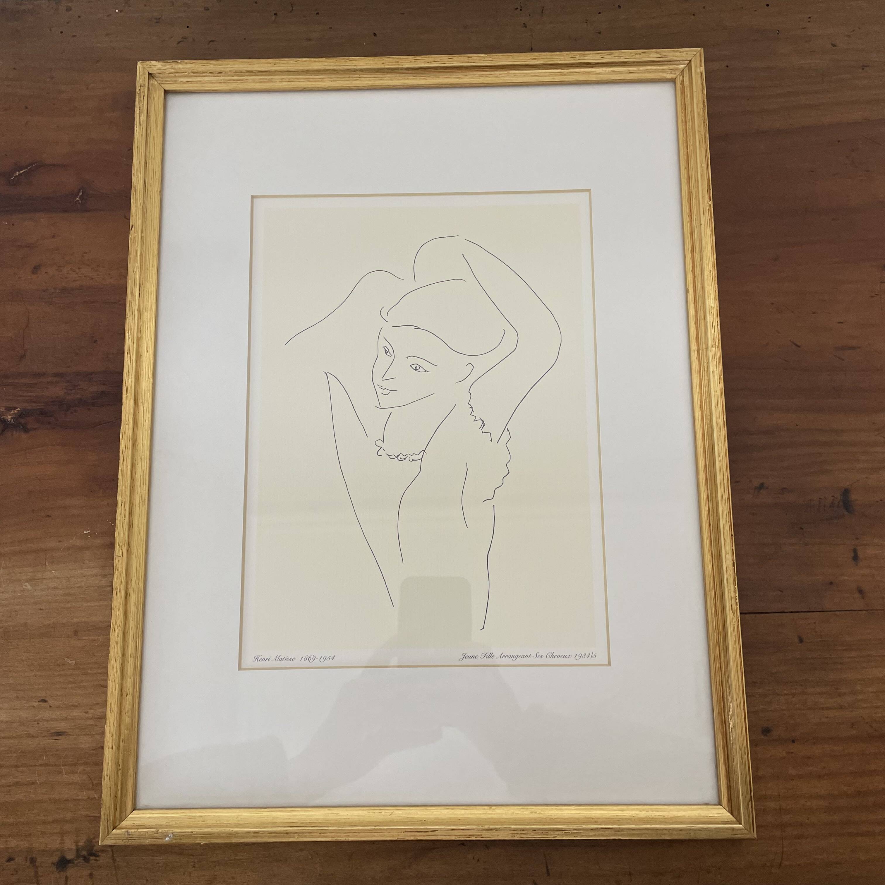 Lithograph by Henri Matisse "Young girl arranging her hair" 1934